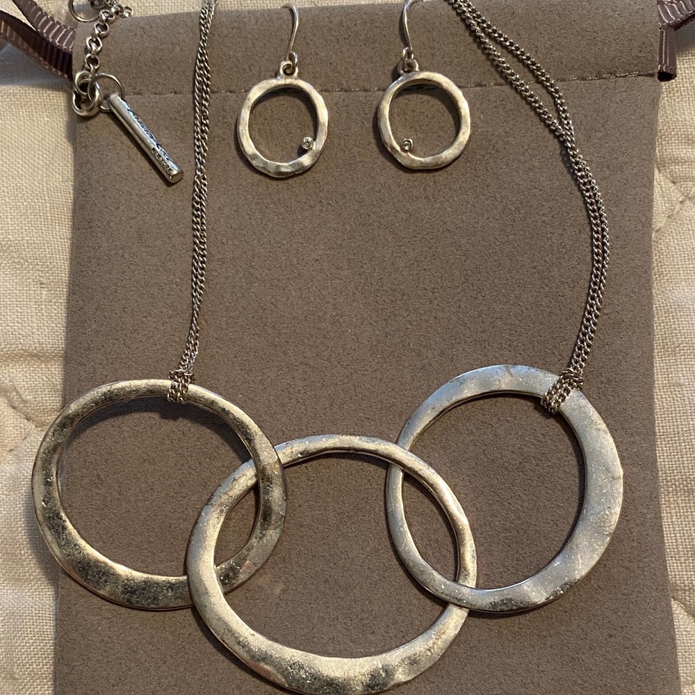 Kenneth Cole Textured Silver Necklace and Earring Set